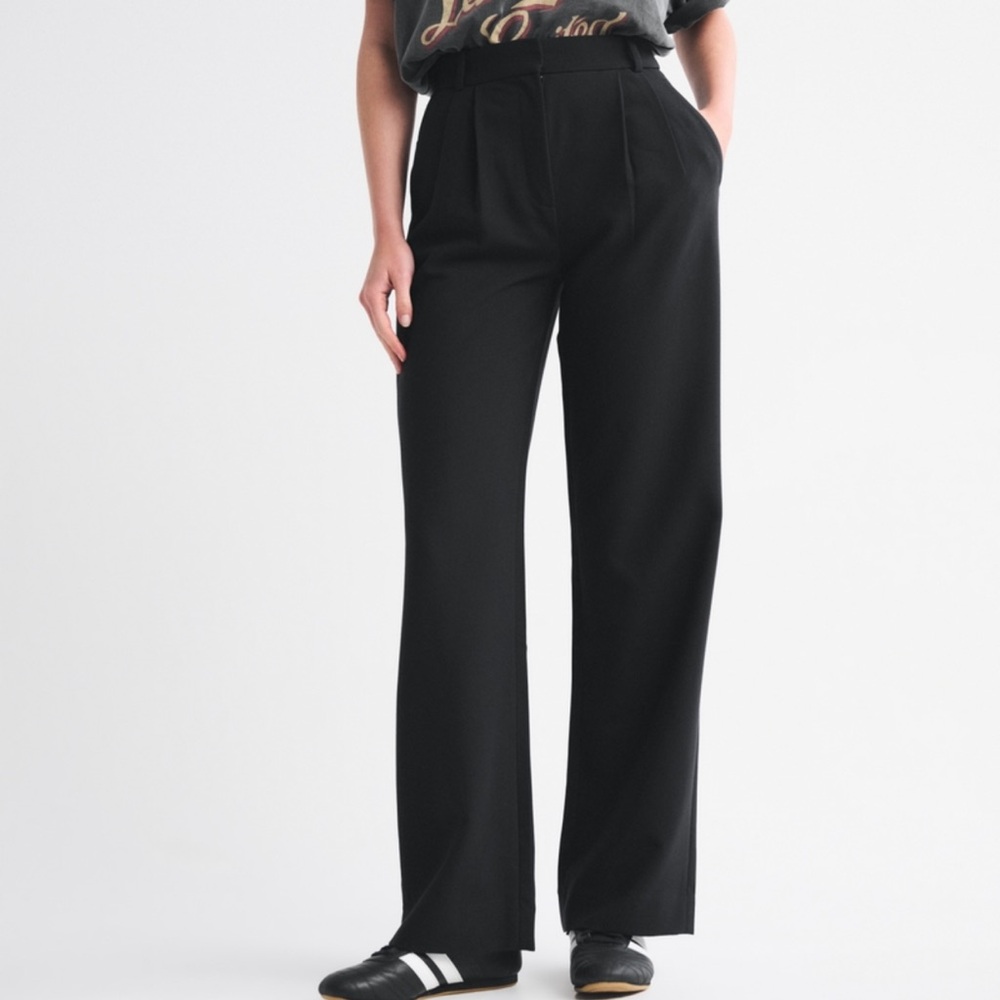 Abercrombie & Fitch Black Wide-Leg Trousers